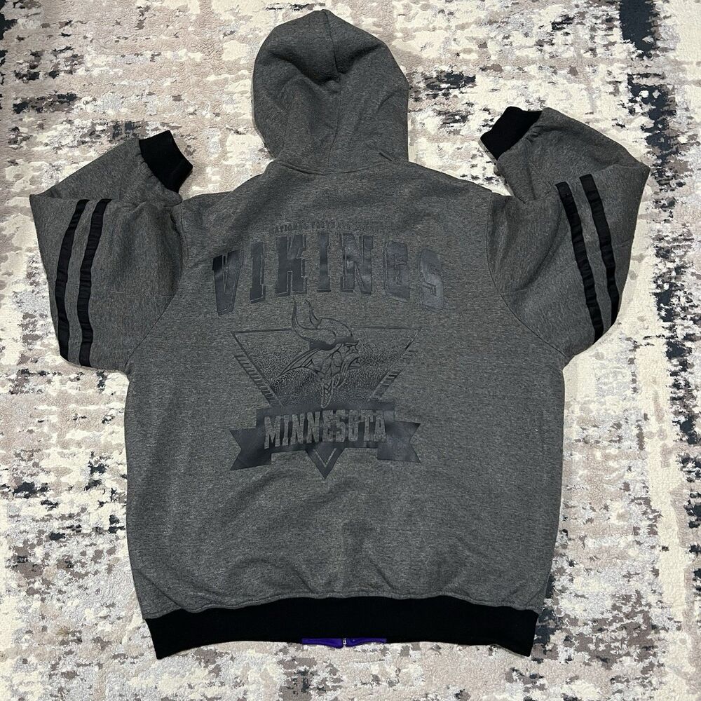Vintage Minnesota Vikings Reversible Hooded Jacket 2XL Purple/Gray GIII NFL Logo - Picture 4 of 16
